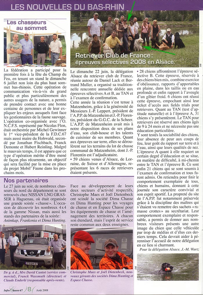 Benji dans la revue "Info Chasse"